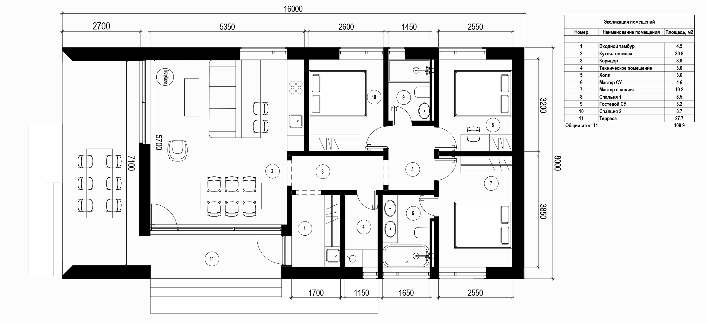 EcoBarnhouse 8х16 F: Планировка