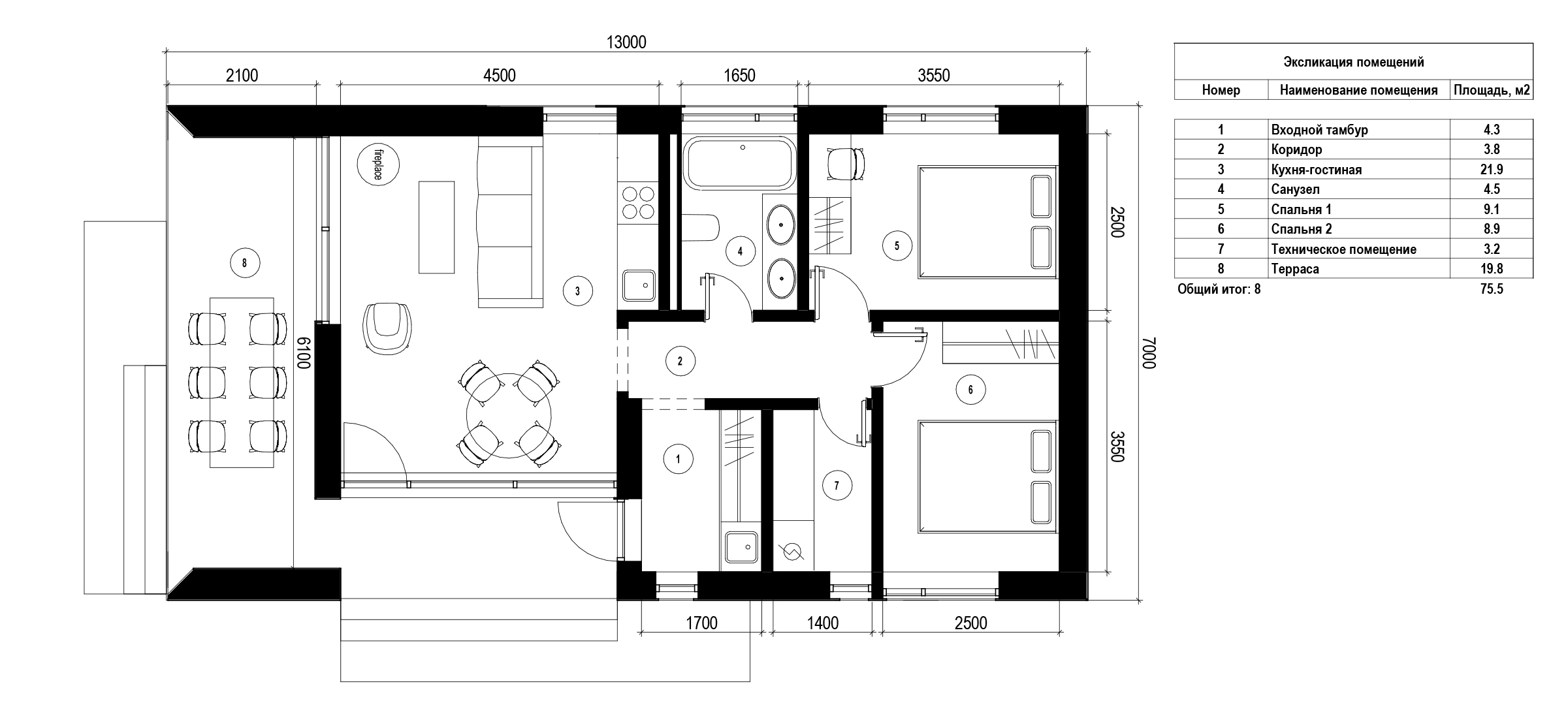 EcoBarnhouse 7х13 F: Планировка