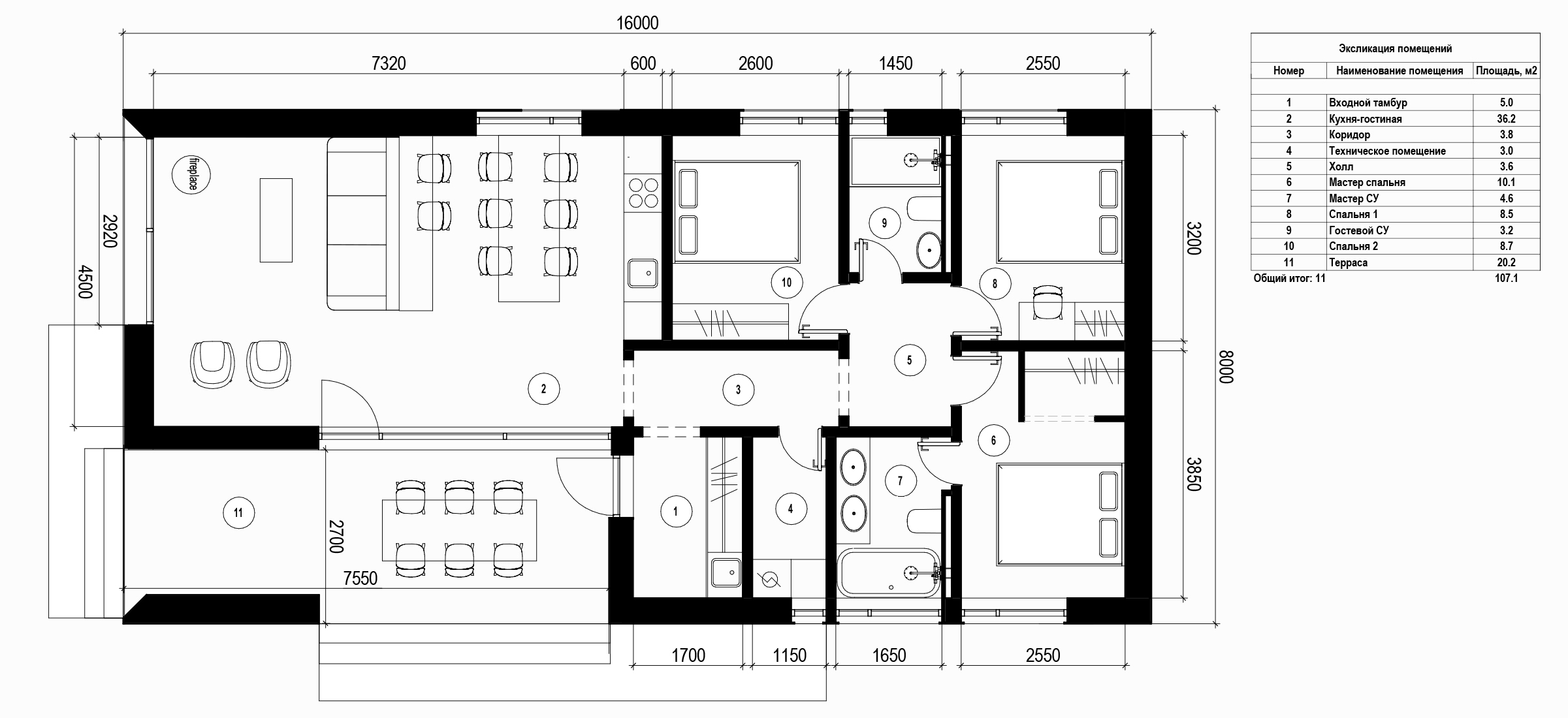 Barnhouse 8х16 H: Планировка