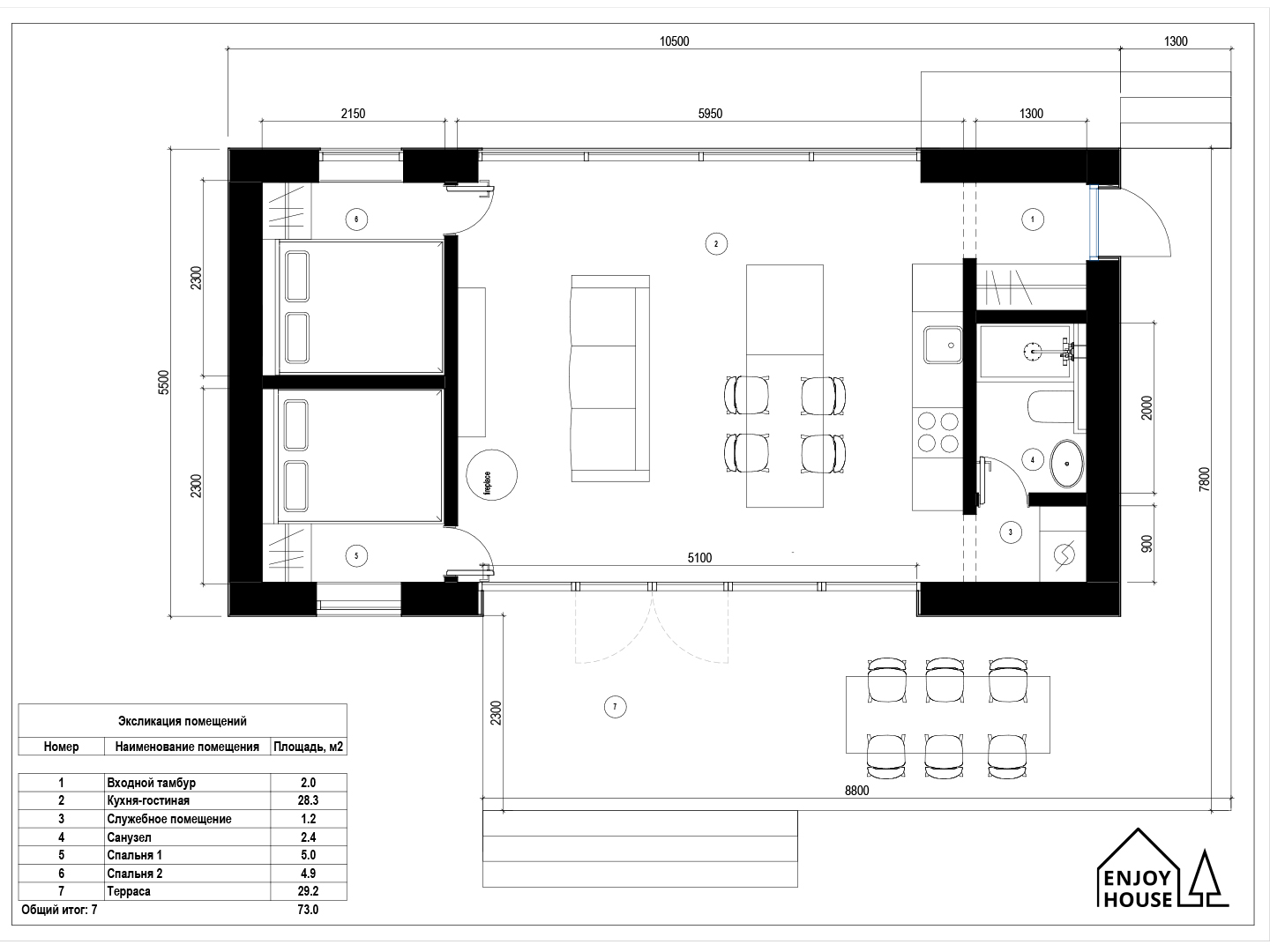 Barnhouse 5,5х10,5: Планировка